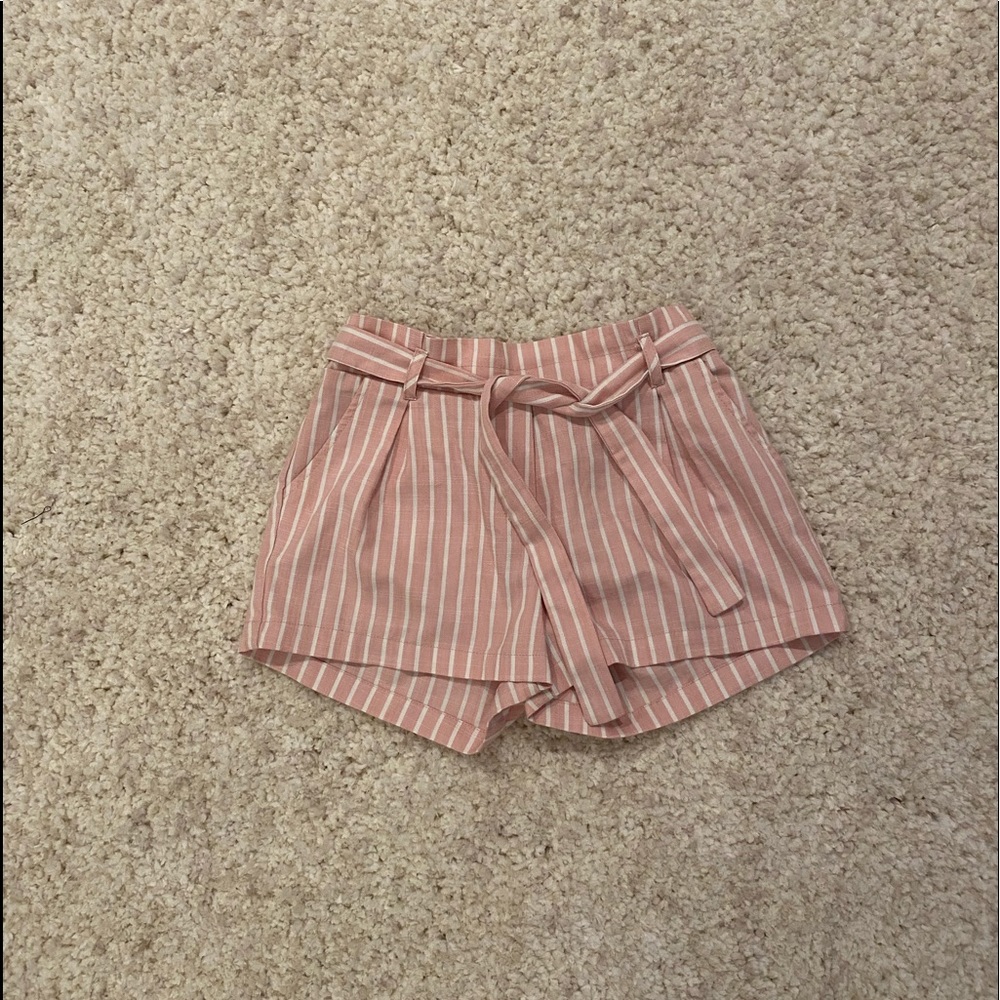 Pink and White Striped Shorts